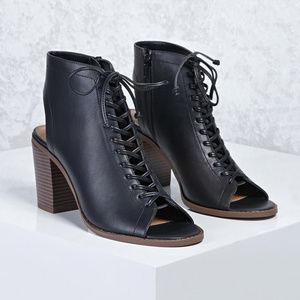 Forever 21 faux leather cut out ankle heels